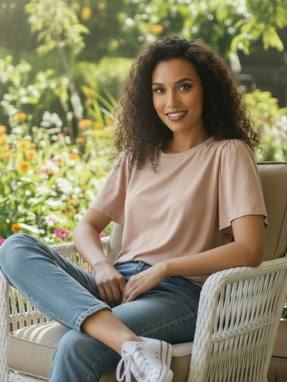Luxurious Light Pink Modal Polyester Short Sleeve Top
